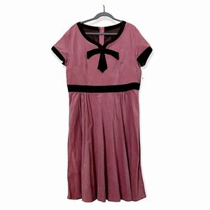 NWT 2X Pink and Chocolate Velvet Pinup Couture Dress by Laura Byrnes Black Label